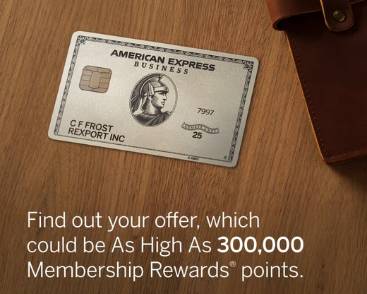 American Express Business Platinum Card — find out your offer, which could be as high as 300,000 Membership Rewards points